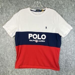 Polo Ralph Lauren Logo Spell Out Youth Large Color Block Pony T-Shirt Unisex